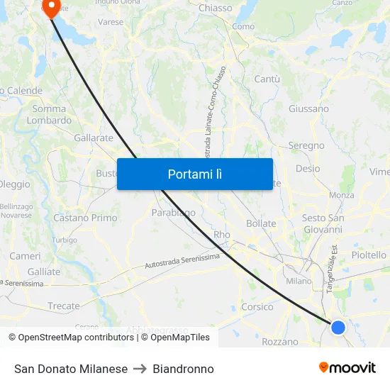 San Donato Milanese to Biandronno map
