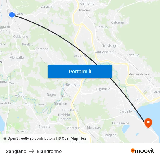 Sangiano to Biandronno map