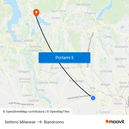 Settimo Milanese to Biandronno map