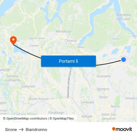 Sirone to Biandronno map