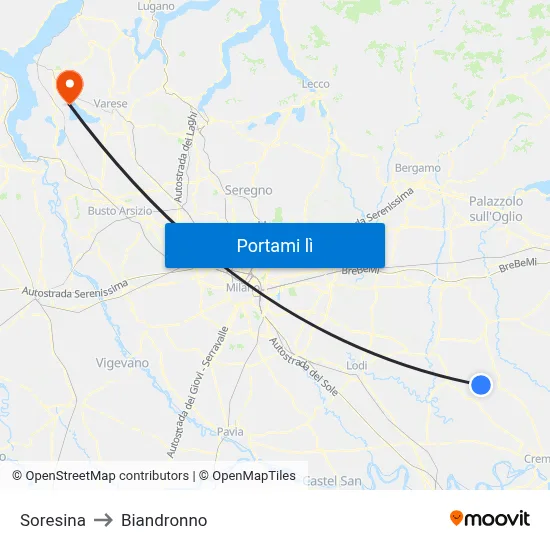Soresina to Biandronno map