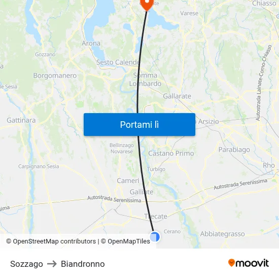 Sozzago to Biandronno map
