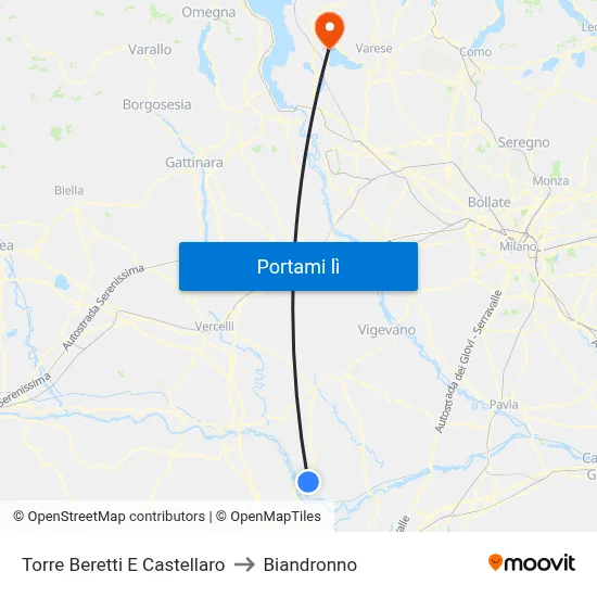 Torre Beretti E Castellaro to Biandronno map
