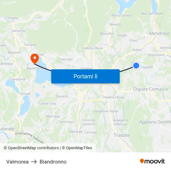 Valmorea to Biandronno map