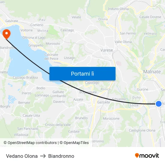 Vedano Olona to Biandronno map