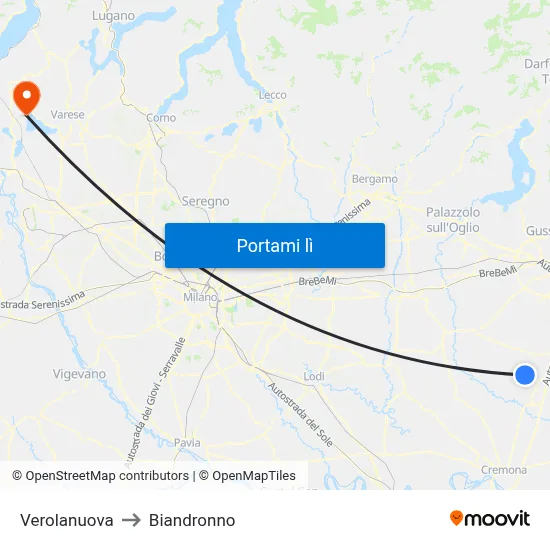 Verolanuova to Biandronno map