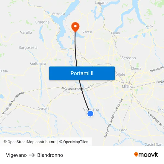 Vigevano to Biandronno map