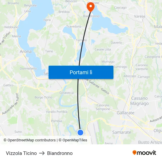 Vizzola Ticino to Biandronno map