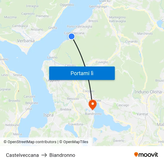 Castelveccana to Biandronno map