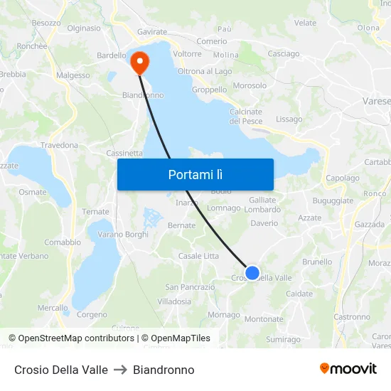 Crosio Della Valle to Biandronno map
