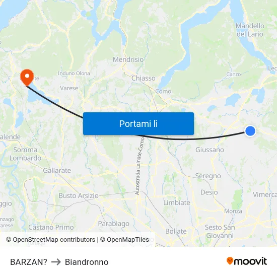 BARZAN? to Biandronno map