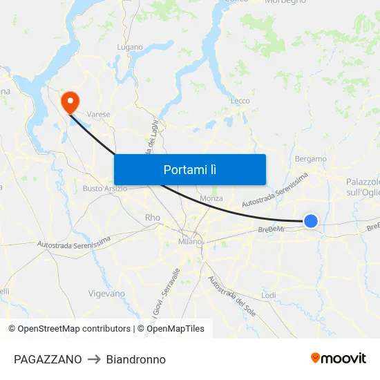 PAGAZZANO to Biandronno map
