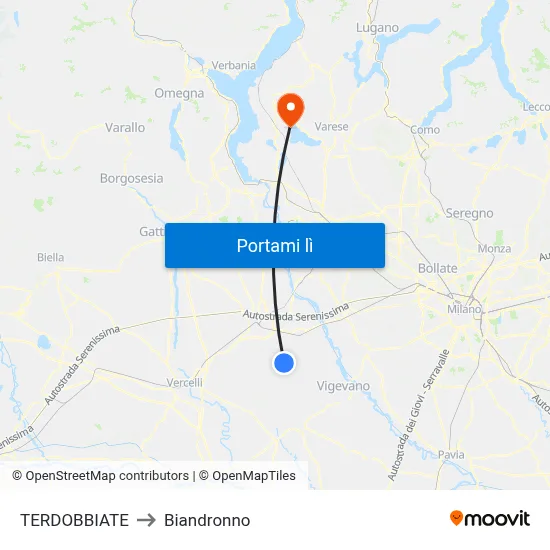 TERDOBBIATE to Biandronno map