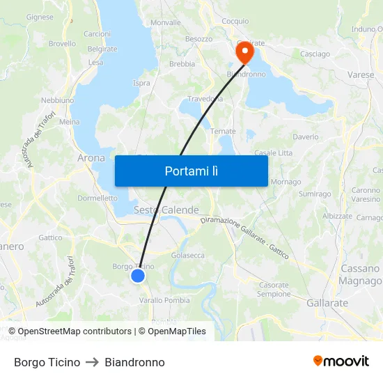 Borgo Ticino to Biandronno map
