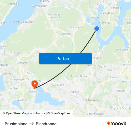 Brusimpiano to Biandronno map