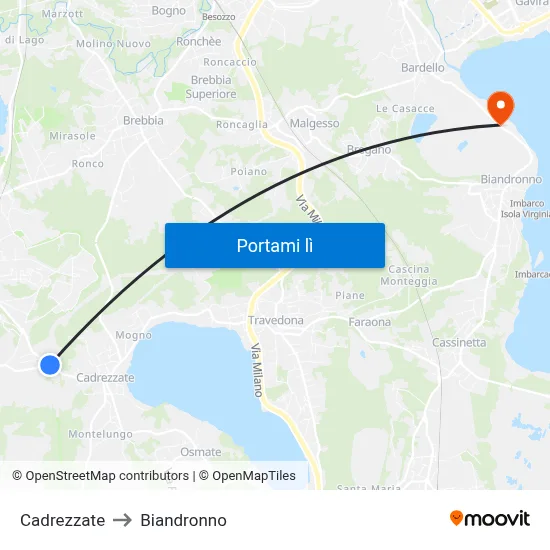 Cadrezzate to Biandronno map