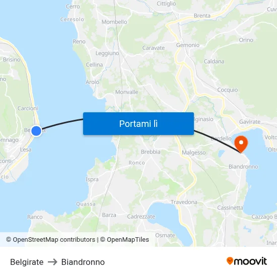 Belgirate to Biandronno map