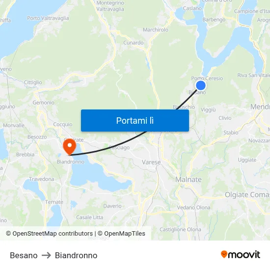Besano to Biandronno map