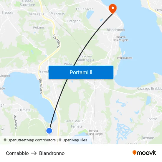 Comabbio to Biandronno map