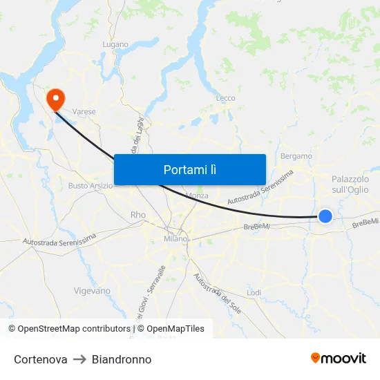 Cortenova to Biandronno map