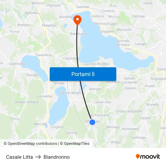 Casale Litta to Biandronno map