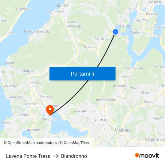 Lavena Ponte Tresa to Biandronno map