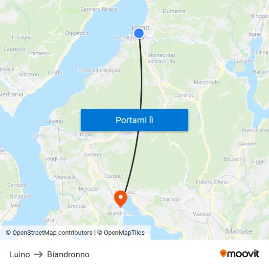 Luino to Biandronno map
