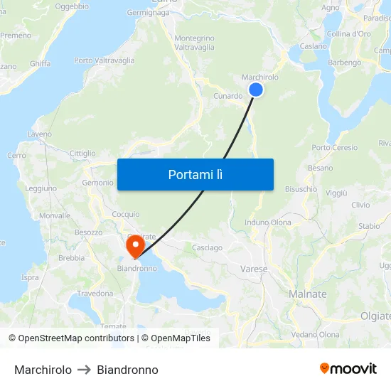 Marchirolo to Biandronno map