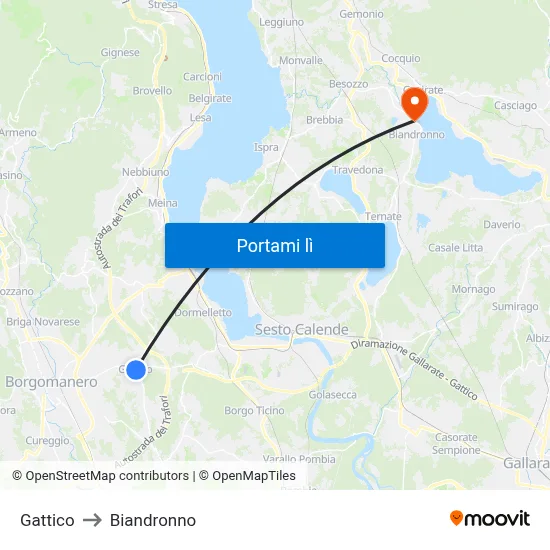 Gattico to Biandronno map