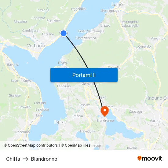 Ghiffa to Biandronno map