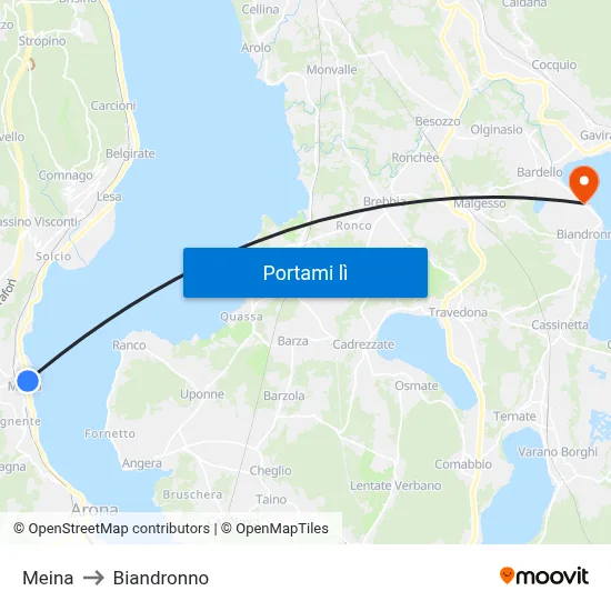 Meina to Biandronno map