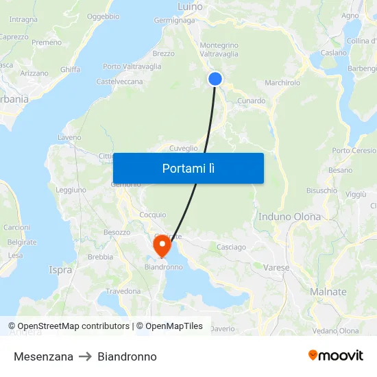 Mesenzana to Biandronno map