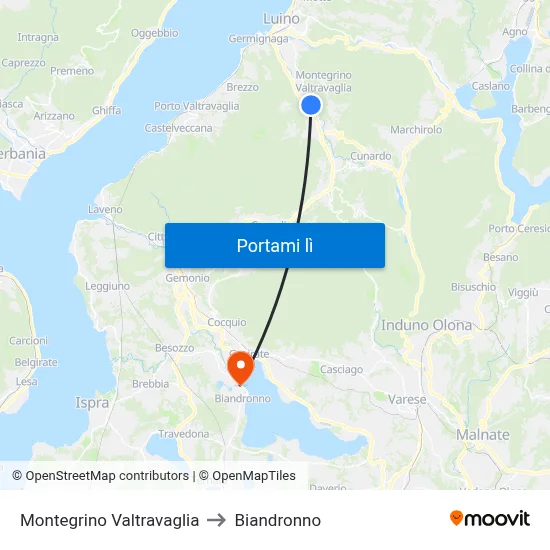 Montegrino Valtravaglia to Biandronno map
