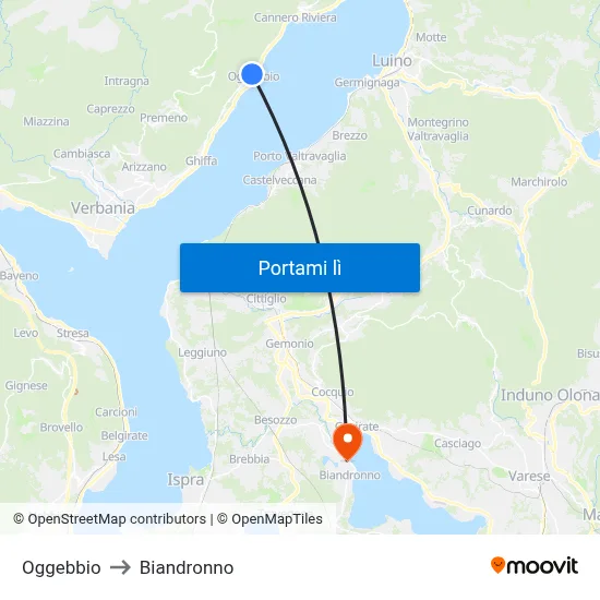 Oggebbio to Biandronno map