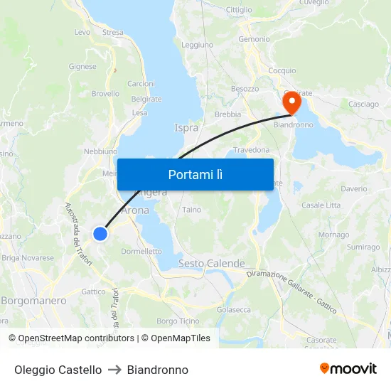 Oleggio Castello to Biandronno map