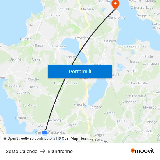 Sesto Calende to Biandronno map