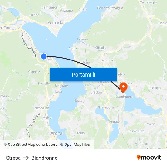 Stresa to Biandronno map