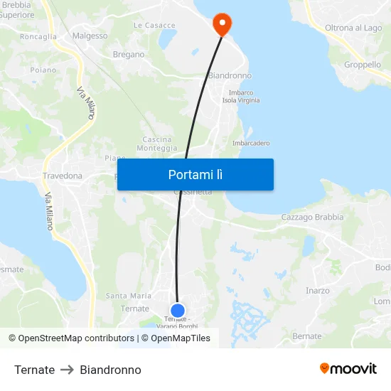 Ternate to Biandronno map