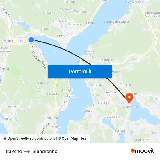 Baveno to Biandronno map