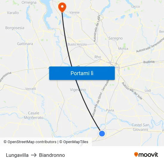 Lungavilla to Biandronno map