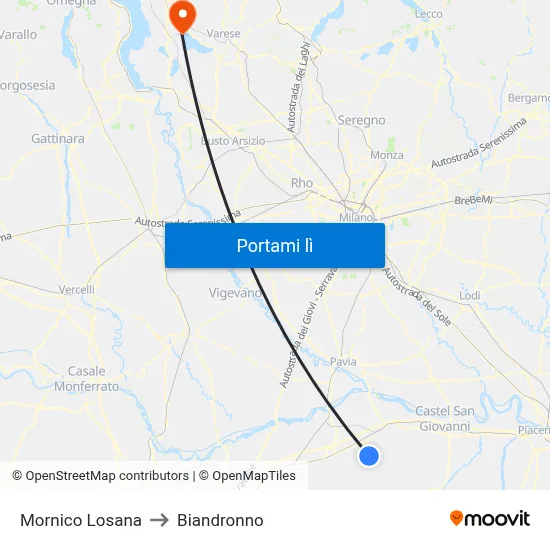Mornico Losana to Biandronno map