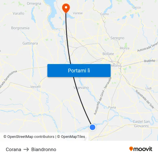 Corana to Biandronno map