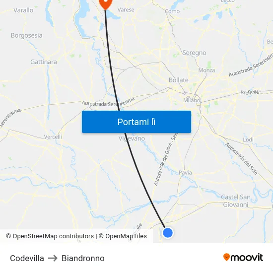 Codevilla to Biandronno map