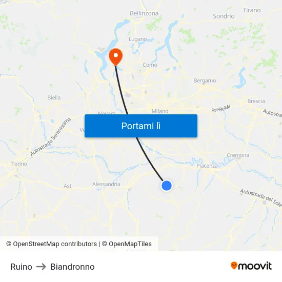 Ruino to Biandronno map