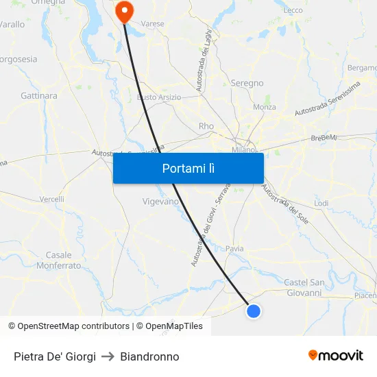 Pietra De' Giorgi to Biandronno map