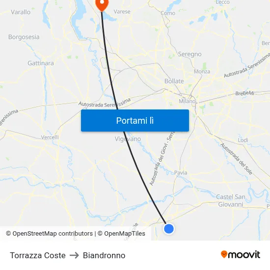 Torrazza Coste to Biandronno map