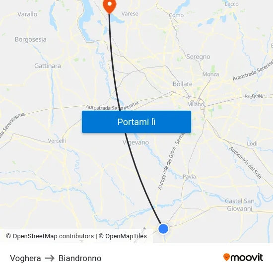 Voghera to Biandronno map