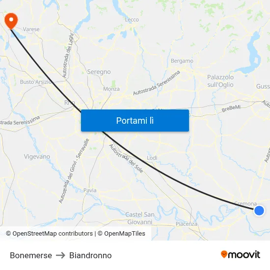 Bonemerse to Biandronno map