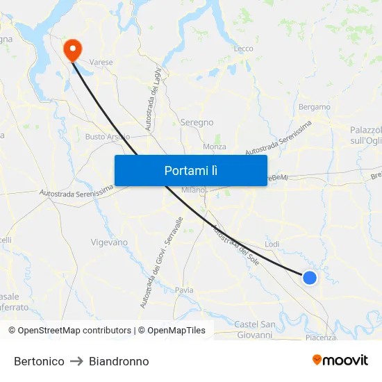 Bertonico to Biandronno map