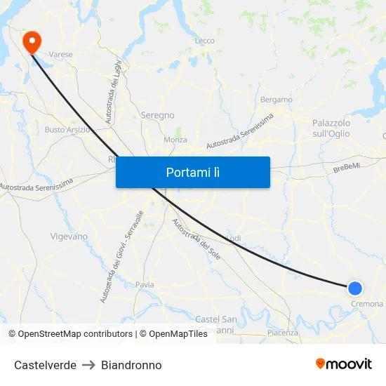 Castelverde to Biandronno map